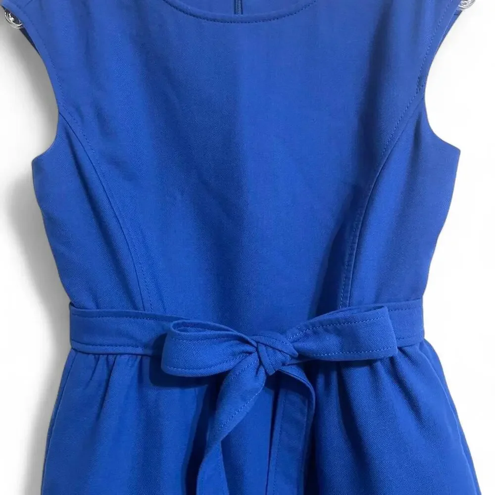 Tory Burch Wool Blend Tiered Tie Waist A-Line Dress in Blue Size 0